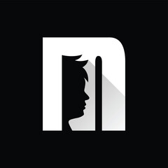 Letter M Boy Face Logo Design Template Inspiration, Vector Illustration.