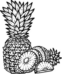 Summer Pineapple Line Art Coloring Page for Adult