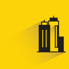 office building with shadow on yellow background