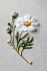 Fototapeta na wymiar Embroidery, little flower. Generative AI.