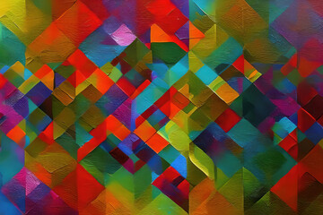 Abstract geometric colorful painting created with Generative AI technology.