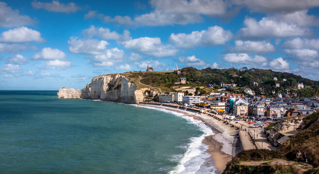Panorama landscape of Etretat, great place in France to visit.