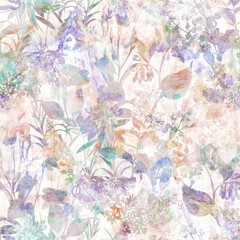 Subtle Spring Botanical. Decorative seamless pattern. Repeating background. Tileable wallpaper print.
