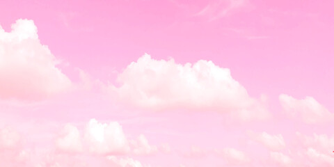 Pink sky background with white clouds. pink clouds and sky for background 