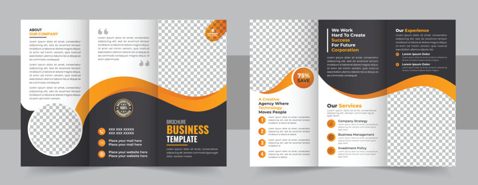 modern trifold business brochure template vector, Brochure design, brochure template, creative tri-fold, trend brochure