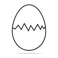 Broken Egg icon with shadow, shell easter symbol, healthy nature food, vector illustration, farm organic protein