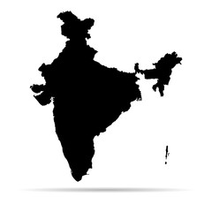 India map graphic with shadow, travel geography icon, nation country indian atlas region, vector illustration