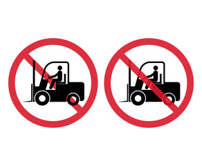 Set of Forklift transport icon, industry vehicle machine symbol, fork truck warehouse vector illustration