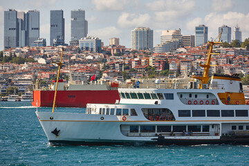 Maritime traffic at the Bosphorus strait in Istanbul. Transportation Turkey