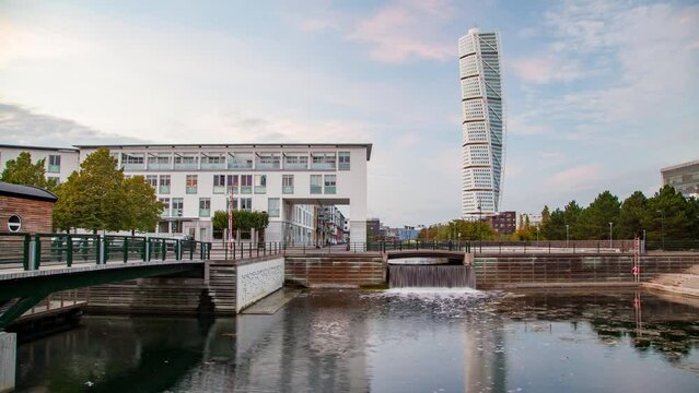 Malmo Urban landscape Downtown cityscape timelapse of modern architecture