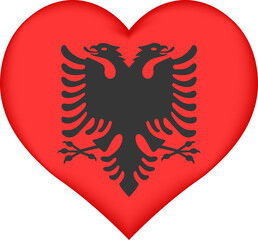 Heart symbol, flag of Albania