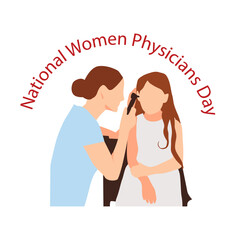ENT doctor examine a child patient. Vector Illustration for National Women Physicians Day. Best doctor ever.