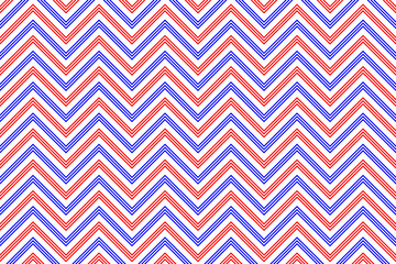 Obraz premium Red and blue zigzag chevron lines fabric pattern on white background vector. Saw tooth or wave stripes pattern. Wall and floor ceramic tiles pattern.