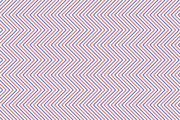 Red and blue zigzag chevron lines fabric pattern on white background vector. Saw tooth or wave stripes pattern. Wall and floor ceramic tiles pattern.