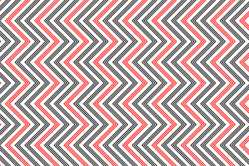 Red and black zigzag chevron lines fabric pattern on white background vector. Saw tooth or wave stripes pattern. Wall and floor ceramic tiles pattern.