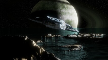 3D illustration of space travel in the future.
