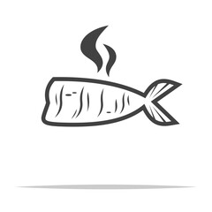 Smoked fish meat icon transparent vector isolated