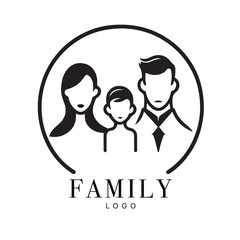 Family Flat Icon Black and White Vector Graphic. Good for logo design