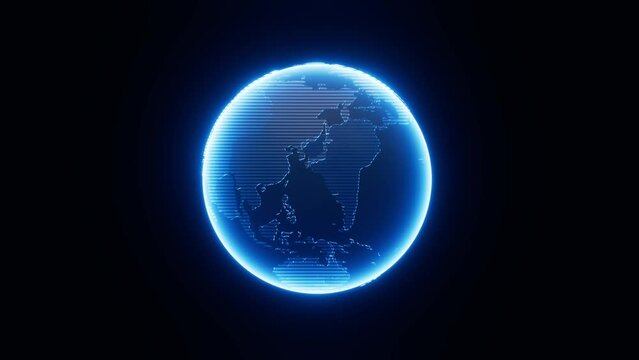 Rotating and glowing in blue earth model