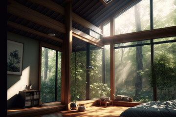 Eco-Friendly Living: A Room with Natural Light and Sustainable Furnishings. Generative AI