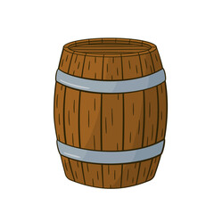 Wooden barrel. Vector illustration. Isolated on white background
