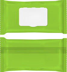 Green wet wipes package with flap