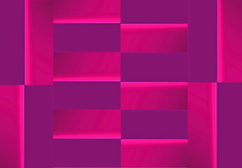 Fondo abstracto con detalle, degradado de luz, formas rectangulares tridimensionales y tonos fucsia y lila