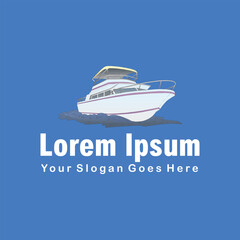 cruise ship illustration logo design template