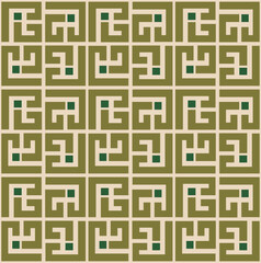 Abstract Geometric Squares Lines Art Deco Minimal Labyrinth Vector Pattern Trendy Fashion Colors Perfect for Allover Fabric Print or Wrapping Paper