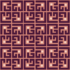 Abstract Geometric Squares Lines Art Deco Minimal Labyrinth Vector Pattern Trendy Fashion Colors Perfect for Allover Fabric Print or Wrapping Paper