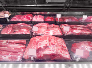 meat on the supermarket counter