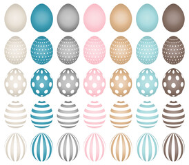 Set 35 Ostereier Mit Weißen Mustern Retro