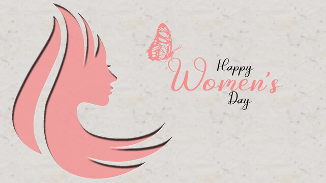 Happy International Women's day with face of a women and butterfly © Kavkirat