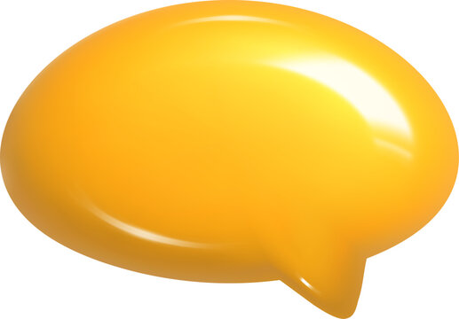 3d Illustration Of Round Yellow Realistic Speech Bubble Icon Chat. Mesh Vector Talking Cloud. Glossy Chat High Quality. Shiny Cloud Foam Speak Text, Chatting Box, Message Box Dialogue Social Media