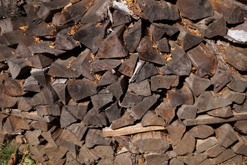 A pile of chopped wood for the stove