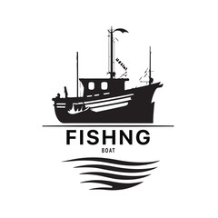 Obraz premium Fishing boat logo design image for Sea transportation and barge boat logo vector