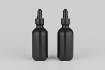 White Dropper Mockup Multiple Bottles. Blank Label. 3D Illustration
