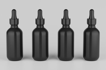White Dropper Mockup Multiple Bottles. Blank Label. 3D Illustration