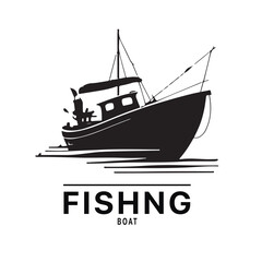 Naklejka premium Fishing boat logo design image for Sea transportation and barge boat logo vector