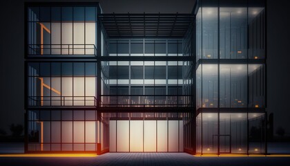  a tall building with lots of windows and lights on it's sides and a lot of windows in the middle of the building that are lit up.  generative ai