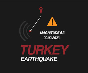 Turkey Earthquake. News vector with location of earthquake in turkey with magnitude 6.3
