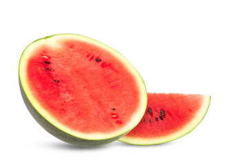 Juicy watermelon with sliced isolated on white background. Clipping path.