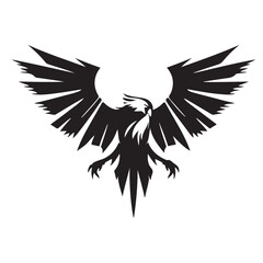 Obraz premium Eagle rising Wings Logo design vector template. Corporate heraldic Falcon Phoenix Hawk bird Logotype concept icon.