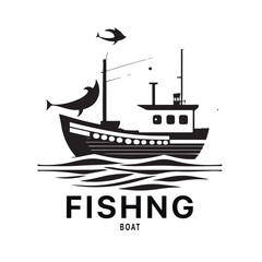 Fishing boat logo design image for Sea transportation and barge boat logo vector