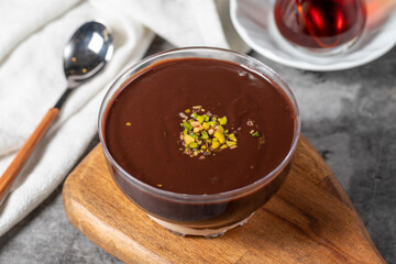 Chocolate pudding. Supangle or chocolate pudding prepared with sugar, starch, milk, butter and cocoa