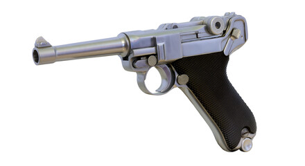 luger p08 military pistol  isolated - obrazy, fototapety, plakaty