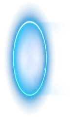 Blue Magic Portal. Futuristic neon tunnel, glowing led teleport.  - obrazy, fototapety, plakaty