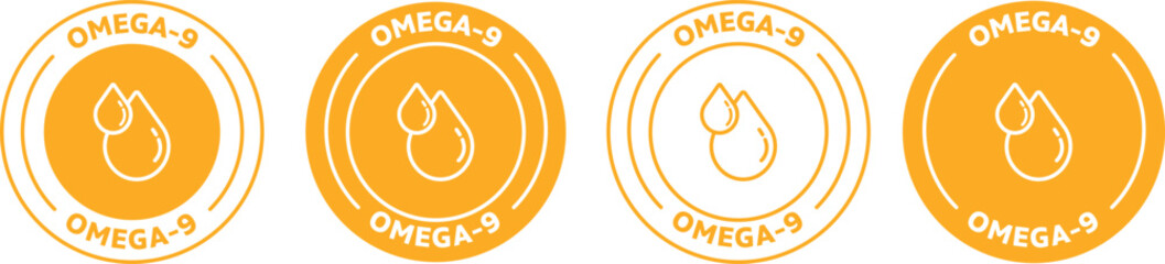 Rich in Omega-9 icon. Badge, symbol, logo vector on transparent background.