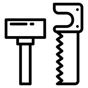 hammer and saw outline tools clip art preview