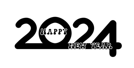 Cover of business diary for 2024 with wishes. Happy New Year text design. Brochure design template, card, banner. Vector illustration. Isolated on white background.